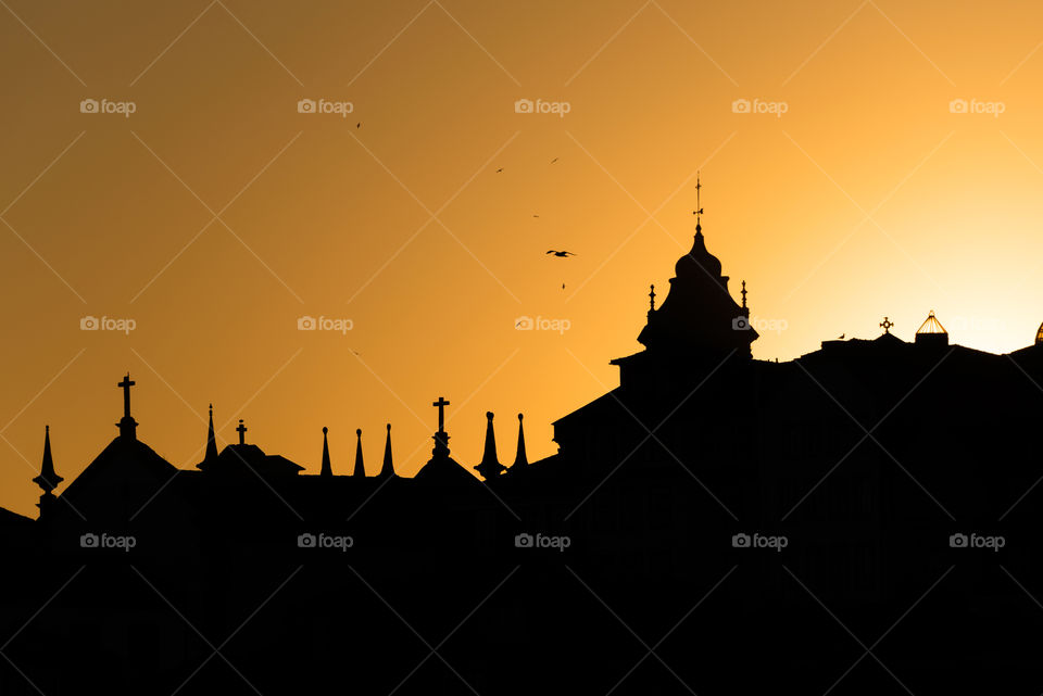 Skyline of porto at sunset