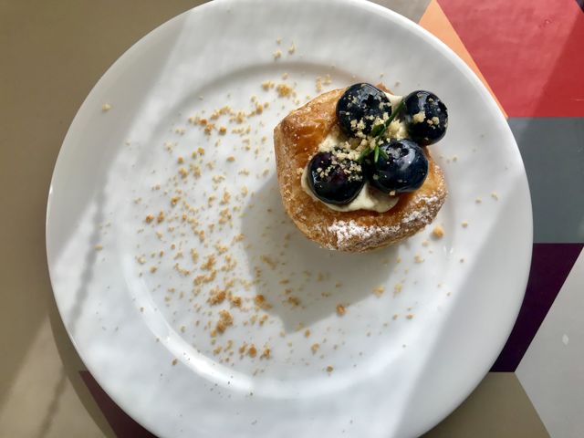 Custard pie with jumbo blueberries and yummy 