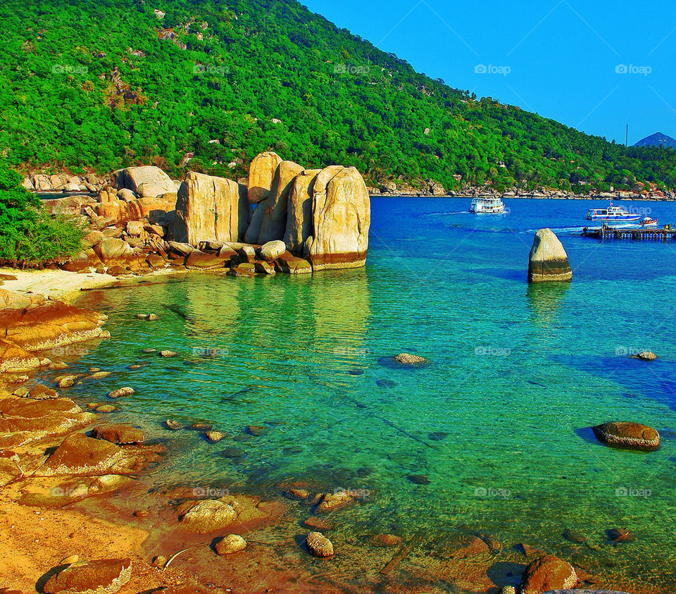 Scenic view of idyllic beach