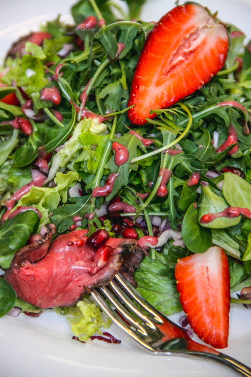 Elevated view of fresh salad