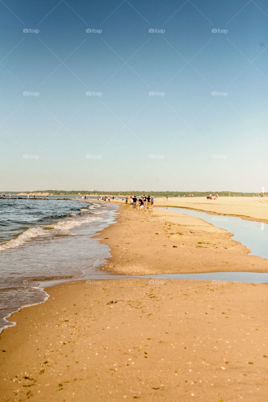 New York Sunken Meadow beach, summer, relaxation, people, swimming, sand, breeze, clear sky, day, warm, water, 