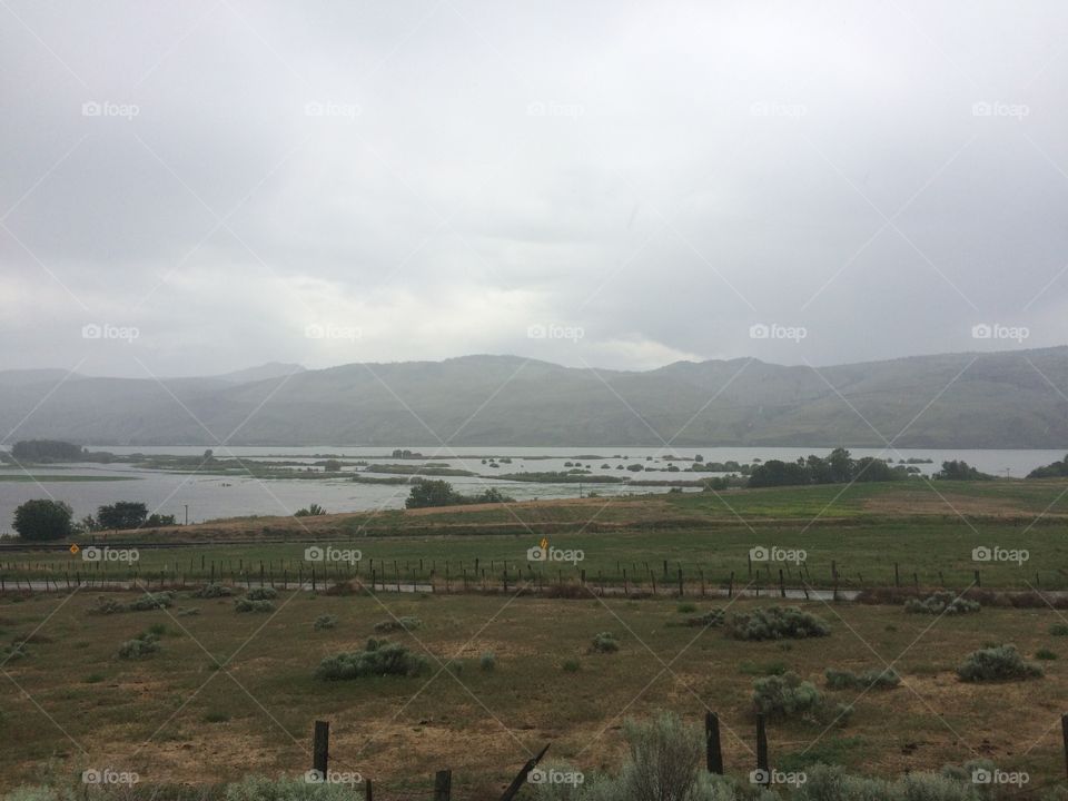 Beautiful scenic view of the flooded farm land