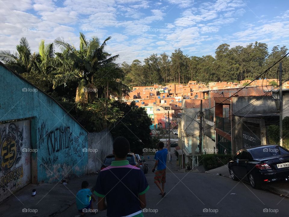 Comunidade de Paraisópolis no Brasil, cidade de São Paulo 
