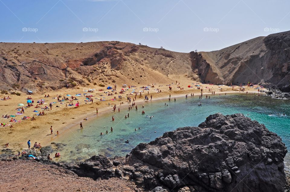 beautiful papagayo beach on lanzarote canary island in Spain