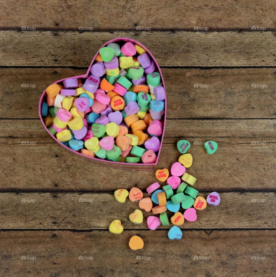 Candy Hearts in a heart