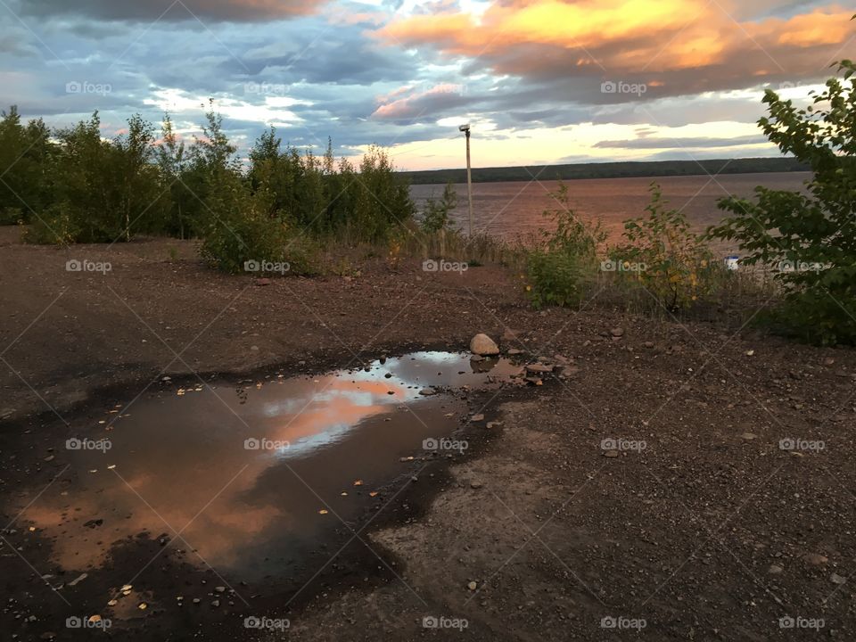 Puddle reflections by the coast