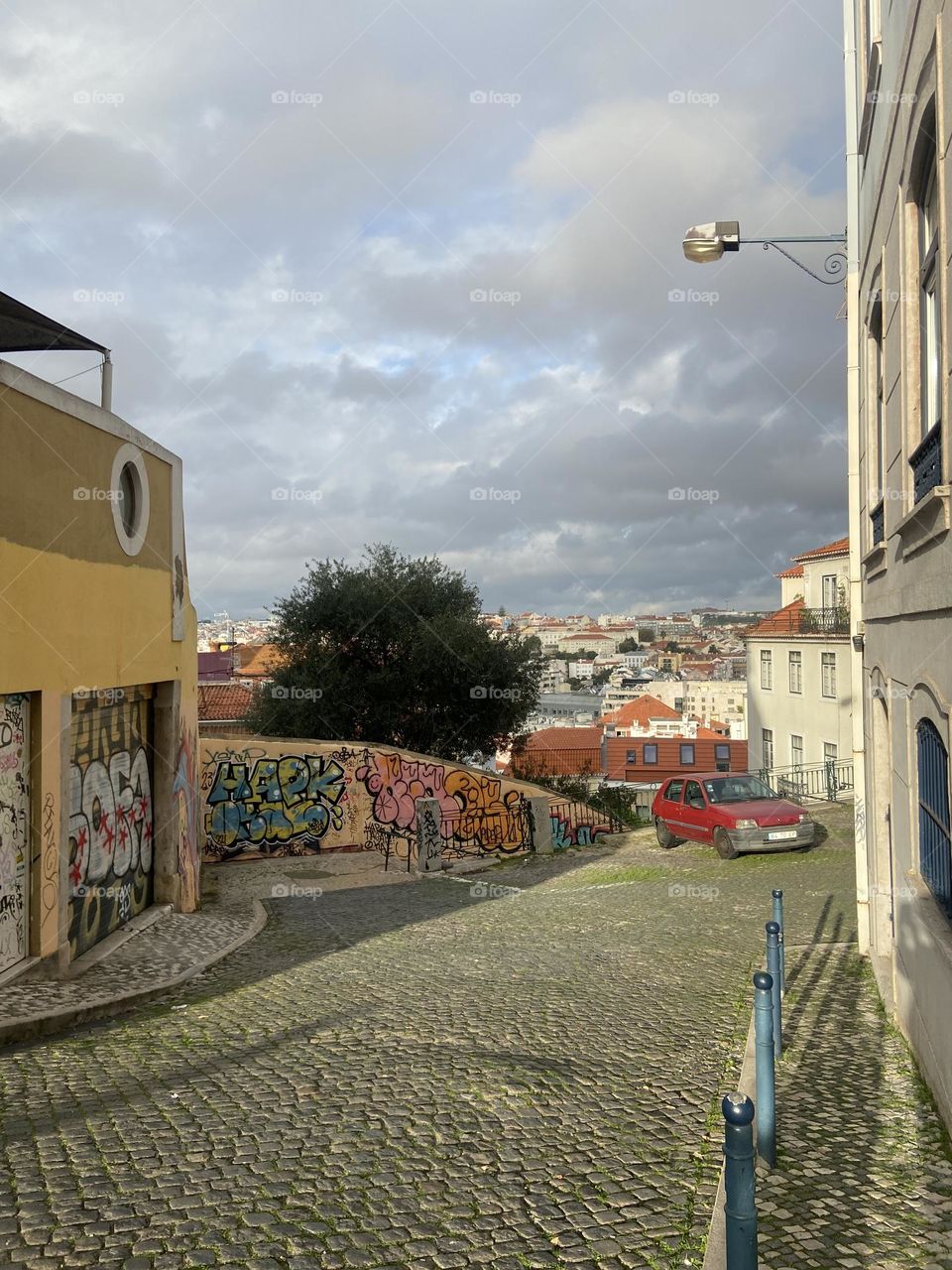 Tagged street in lisbon