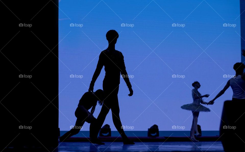 Dance, warm-up before the performance, young dancers on stage.

￼

￼