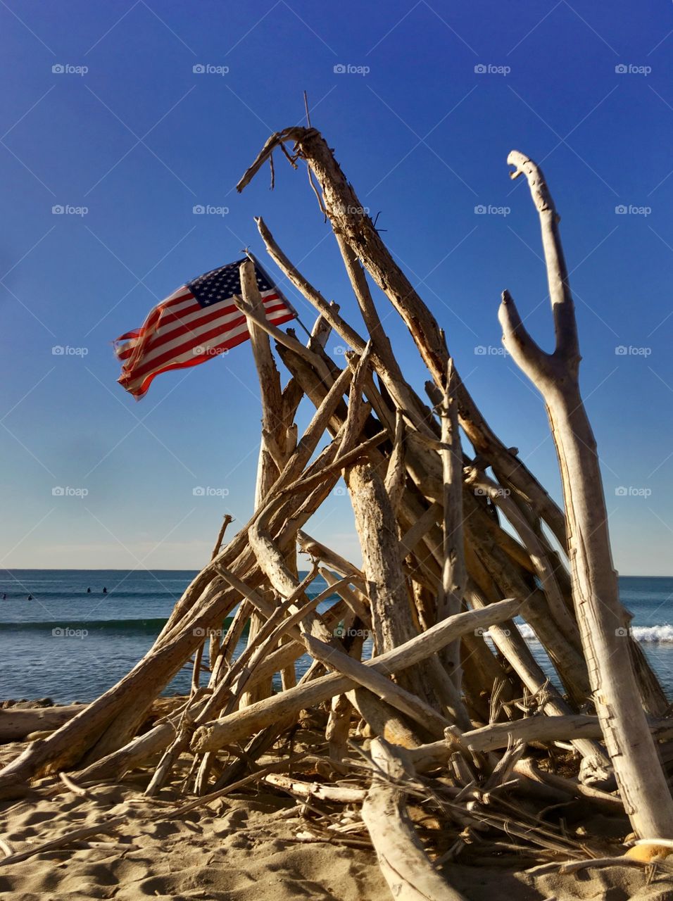American Flag on The Beach 
