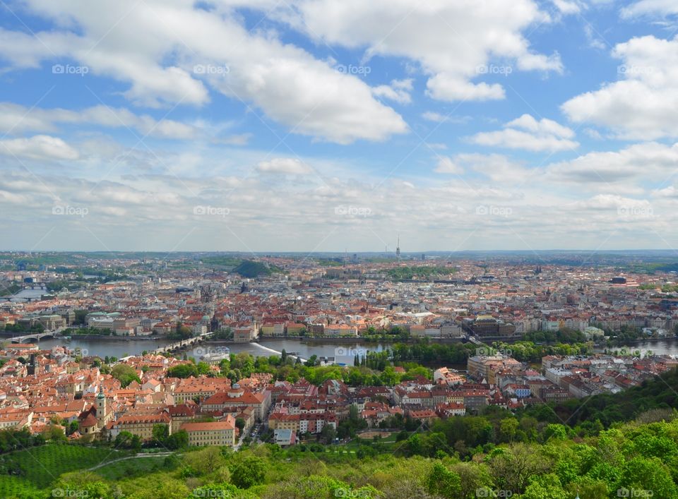 Prague cityscape from above 