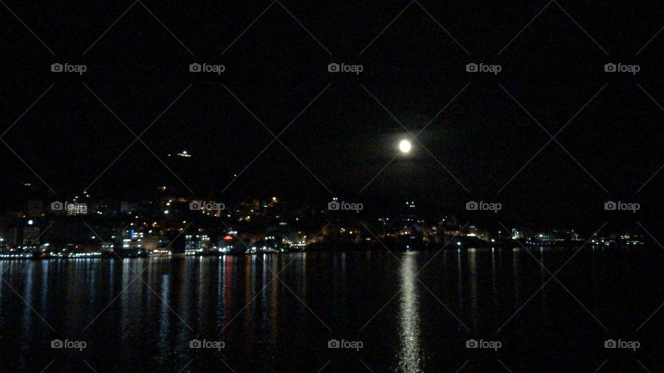 Full Moon...Beautiful Saranda,Albania...Light in the moon night✨
