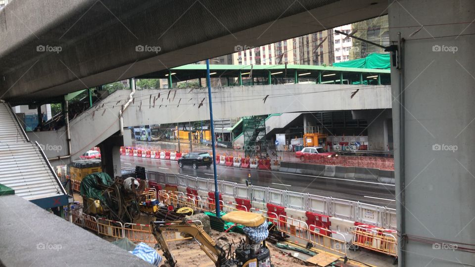 Construction under bridge