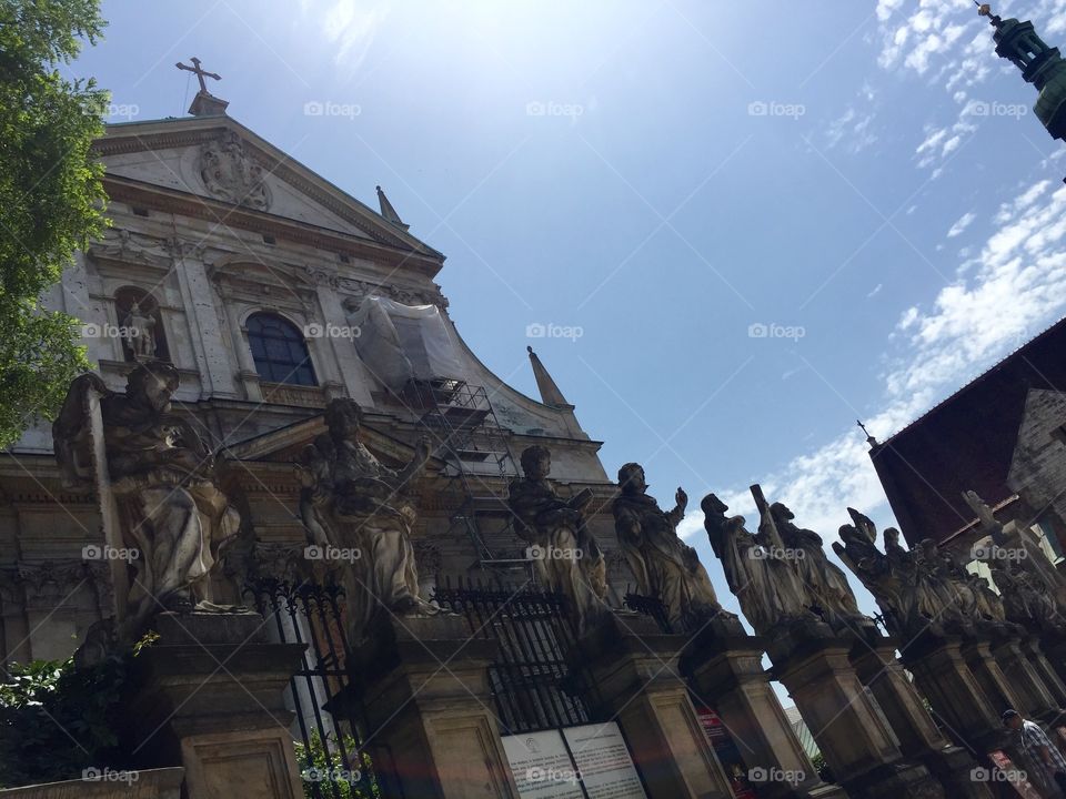 12 apostle's statues on entrance gate into the Church in Krakow 