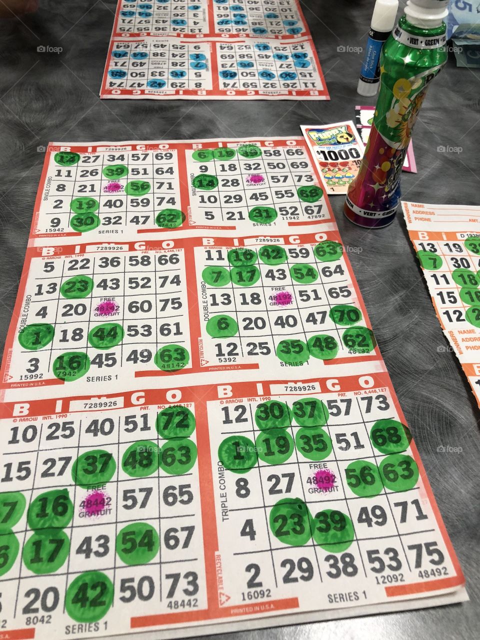 Having fun with a little Bingo. Dab away and hope to win! Playing the Nevada games as well. Bingo bingo bingo!