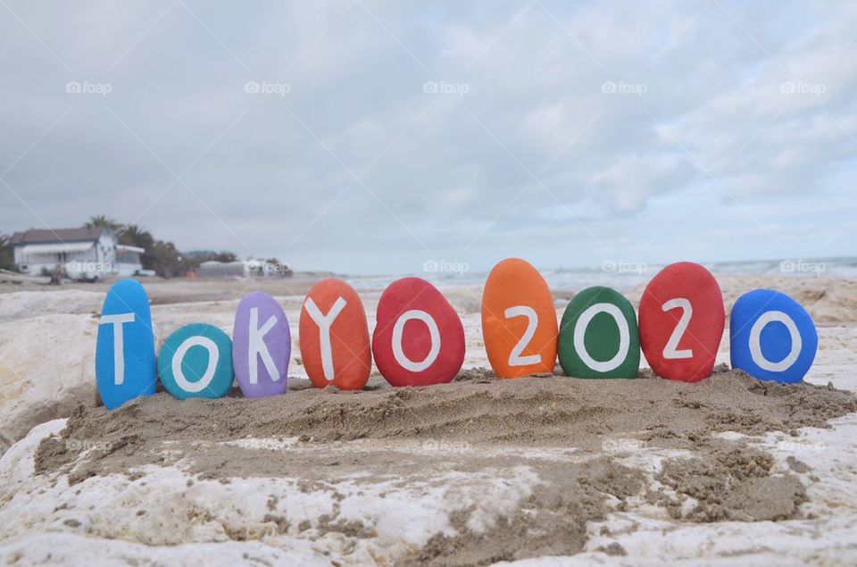 2020, Tokyo Olympic Games on colourful stones