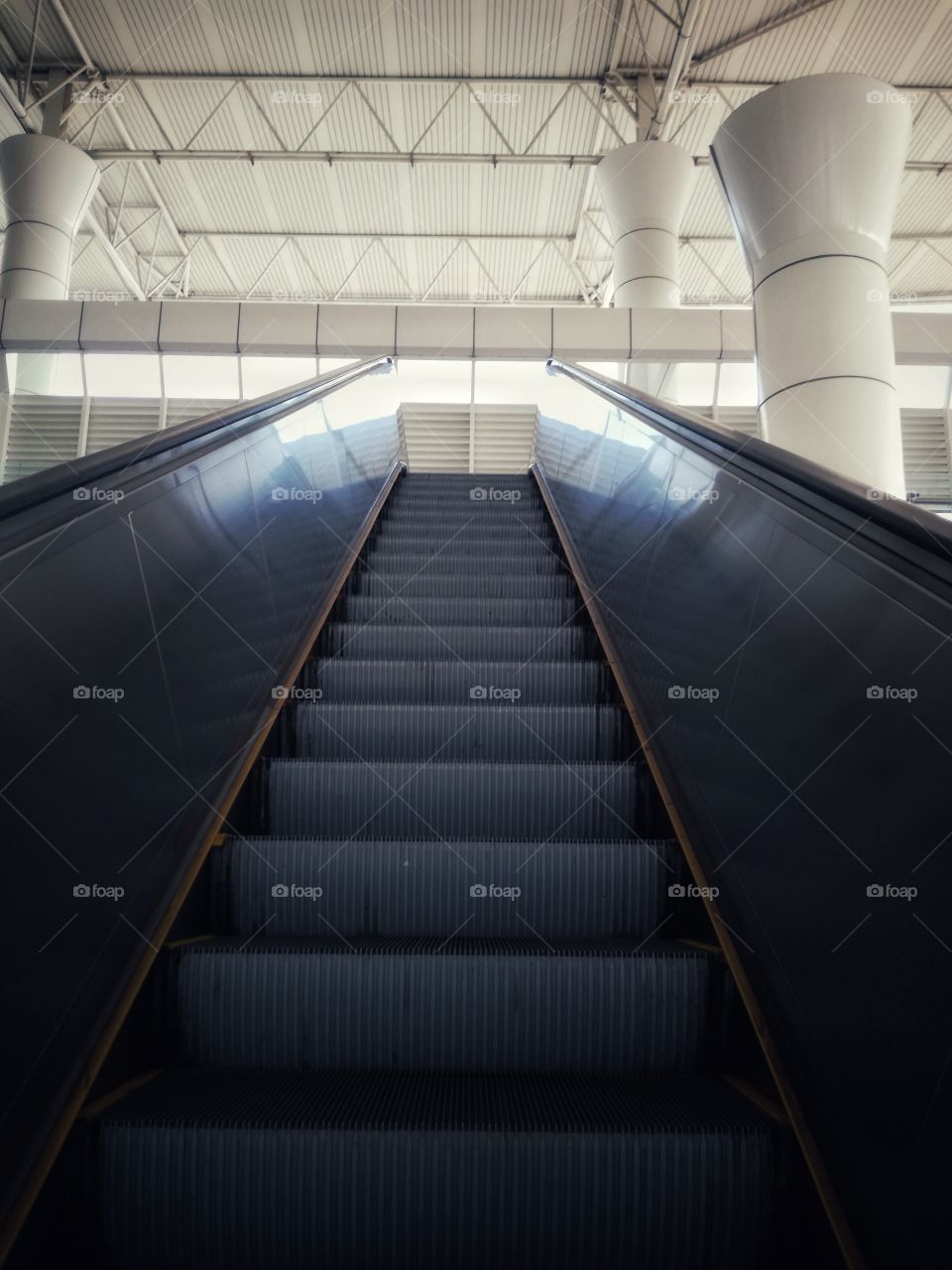 up, escalator, urban, black, modern,  carefully,