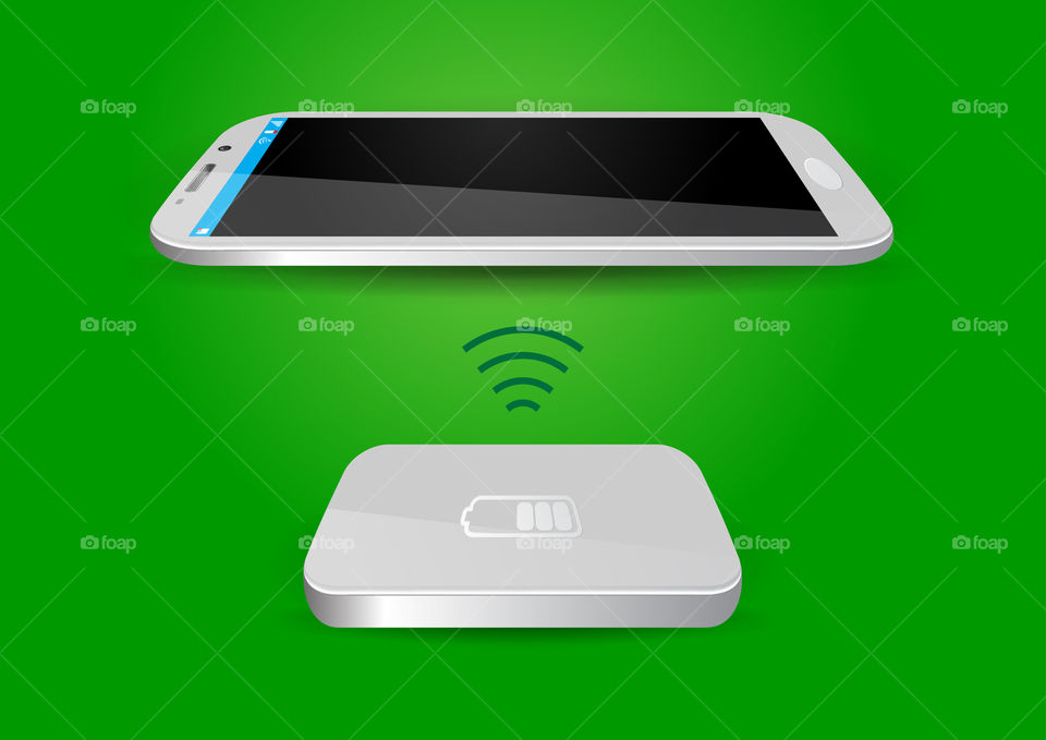 Wireless charger Powerbank with mobile phone illustration