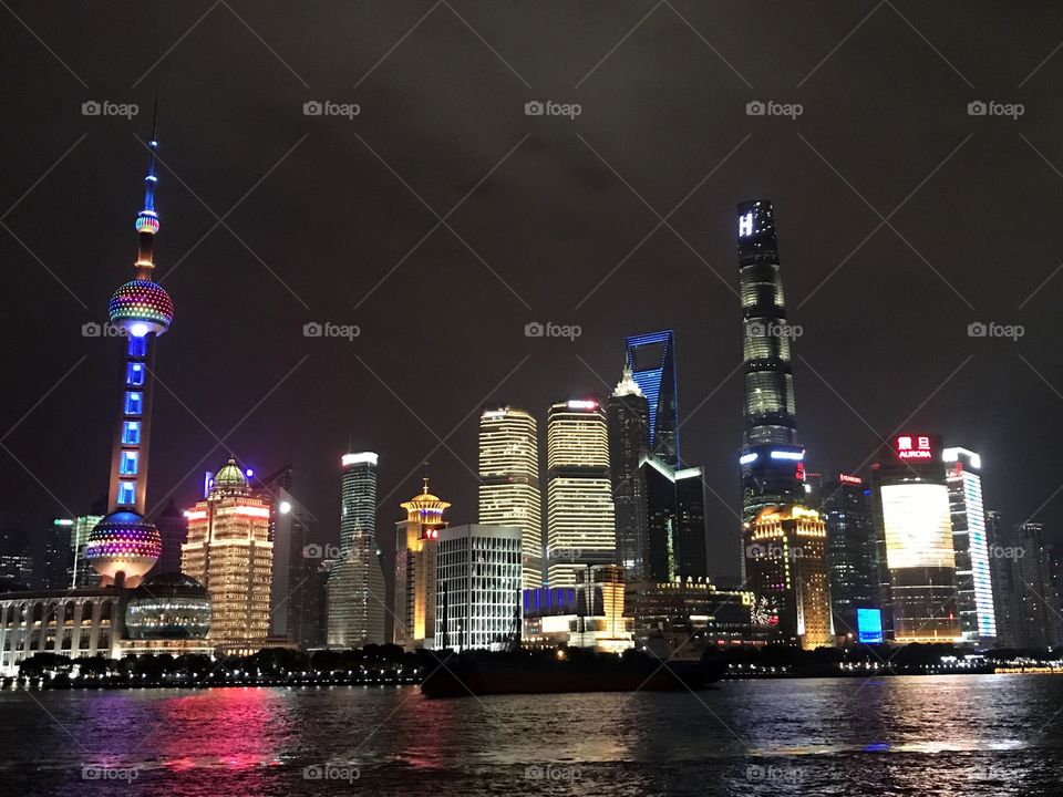 Shanghai skyline at night 
