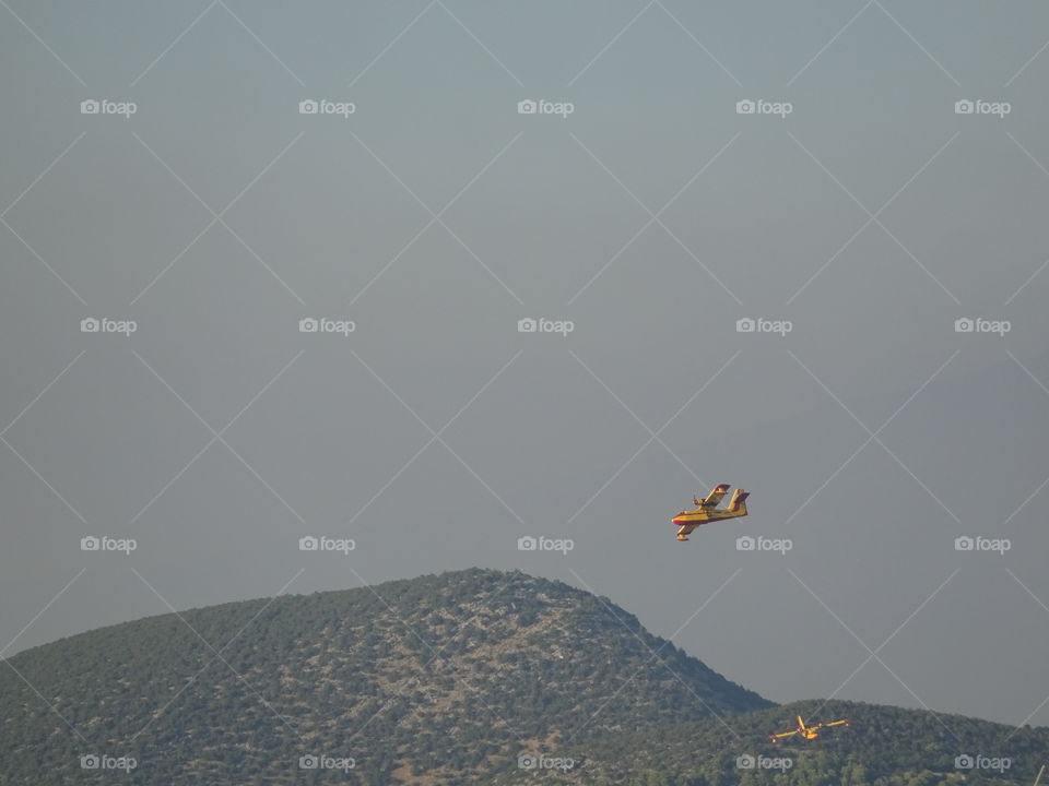 Firefighter. Greece firefighting aircraft