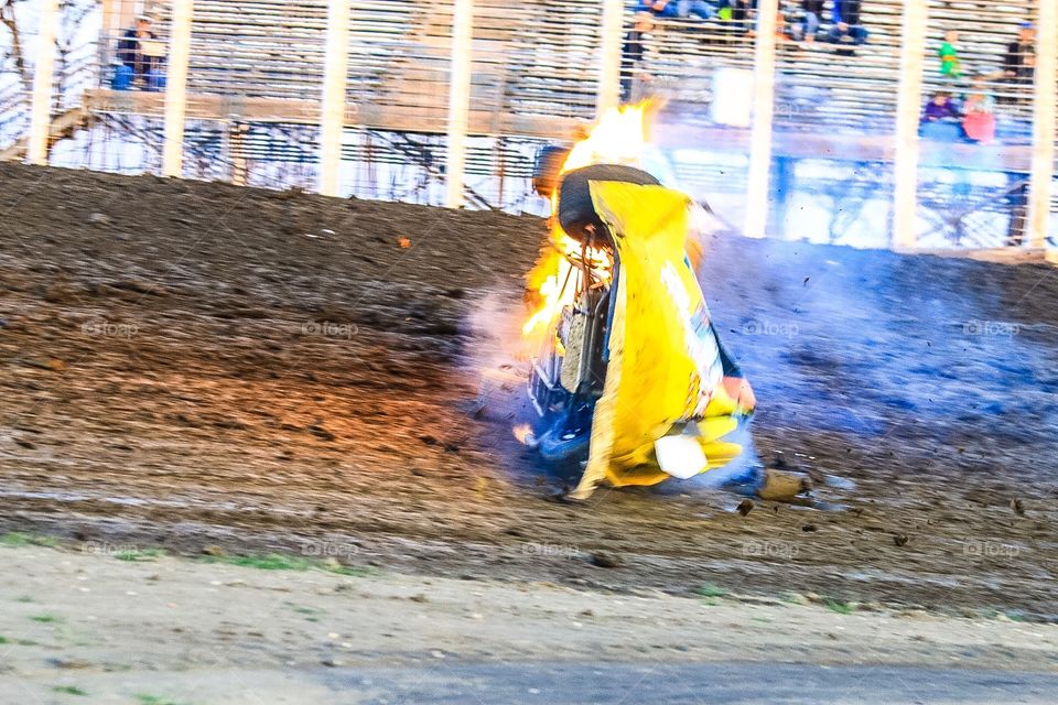 Race Car Burning and Crashing 