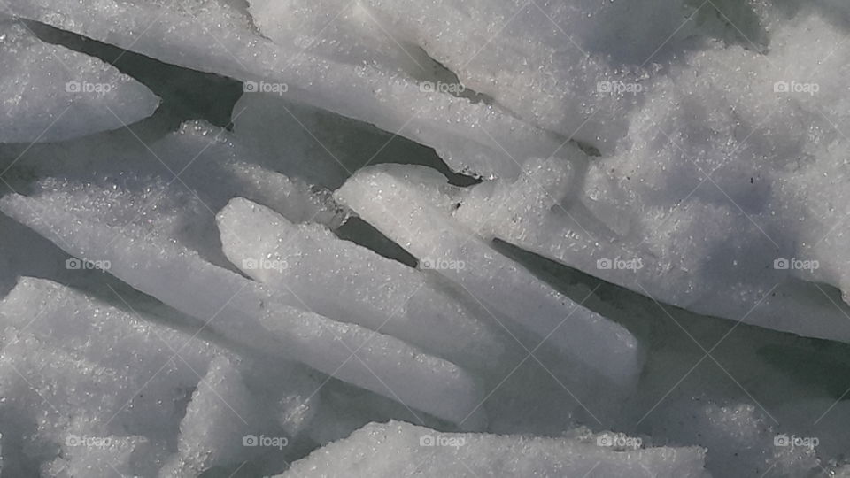 ice crystals. ice broke and refroze like this