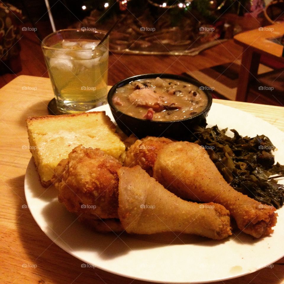 Southern meal. Traditional New Year's Eve Soul Food.
