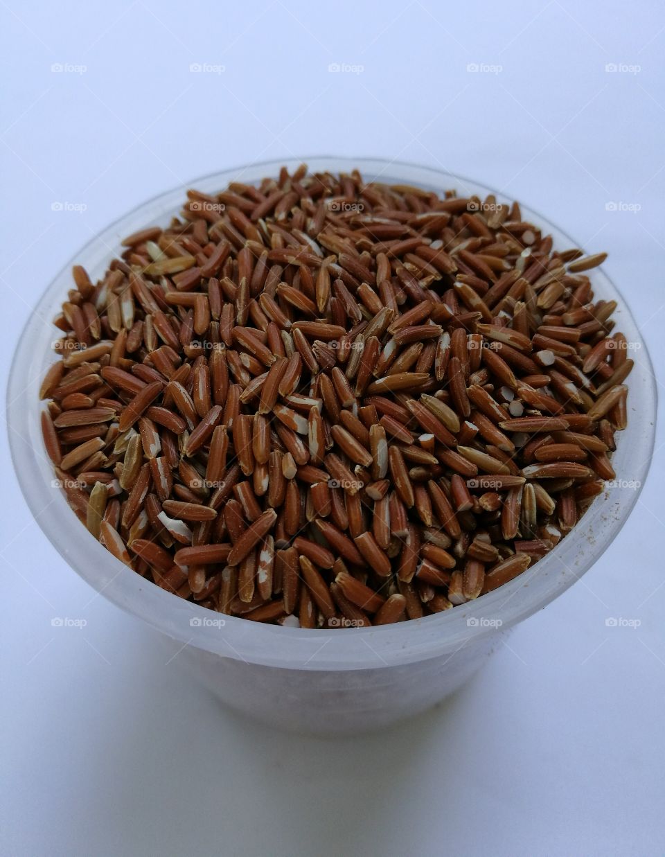 A cup of Sangyod brown organic rice