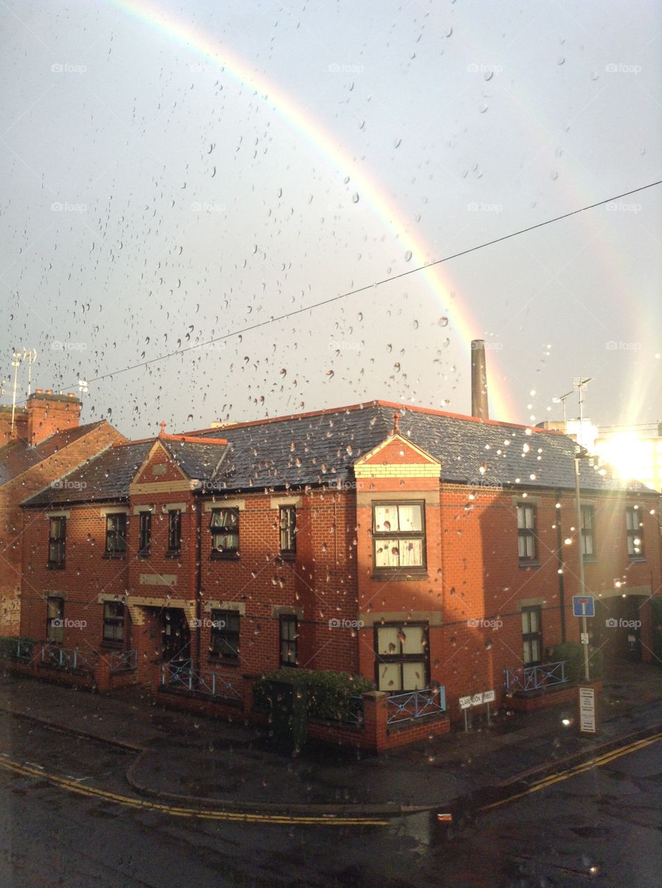 Rainbow in a rainy day at Leicester city