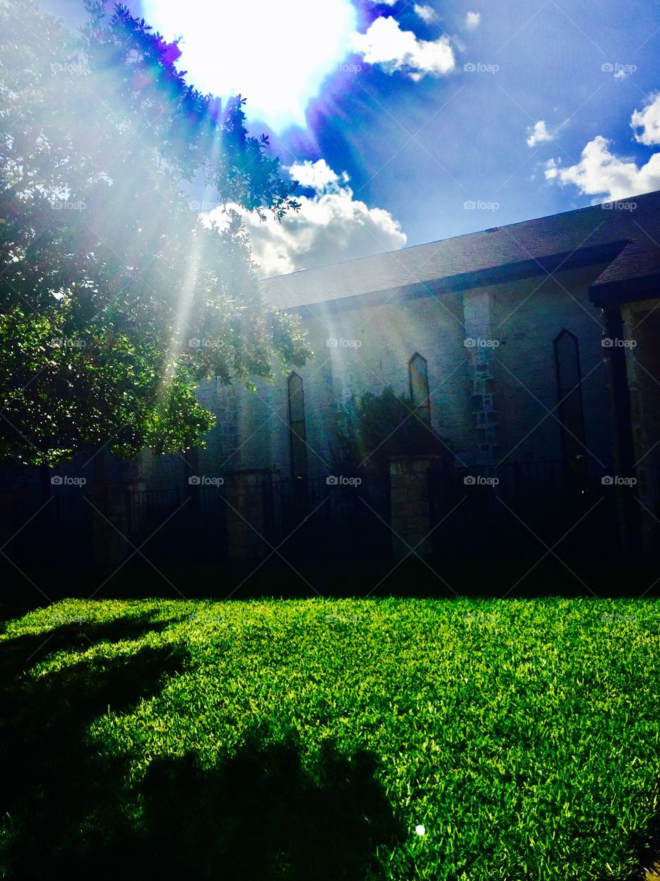 Light coming down on Texas church