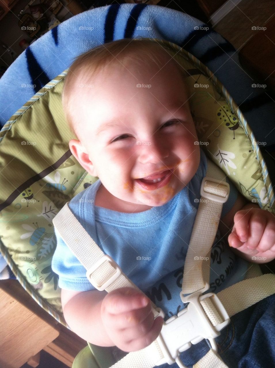 Happy baby at lunch time