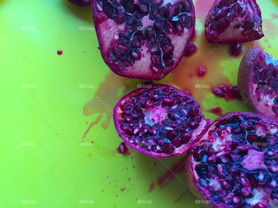 Pomegranates with copy space