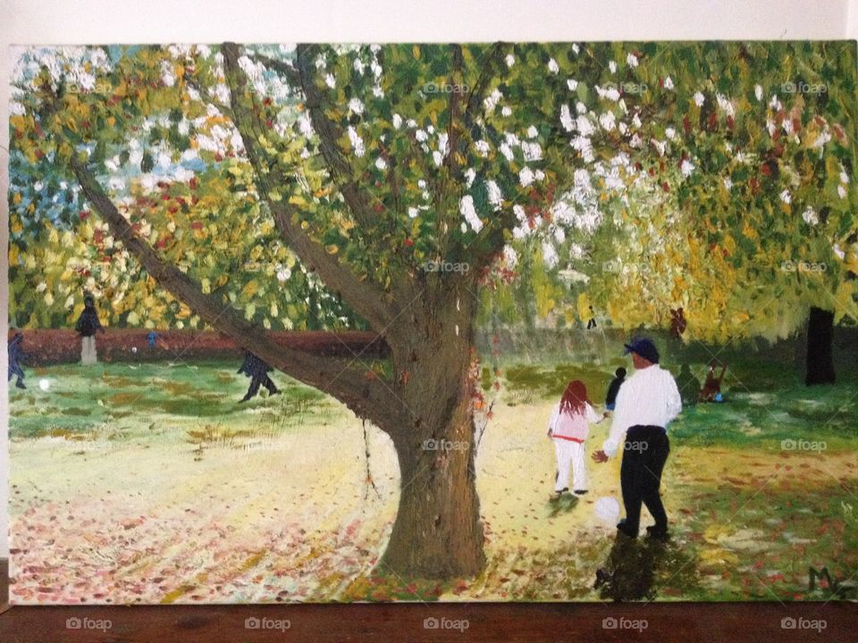 An original Hyde park oil painting I completed a few years ago-providing  very fond memories with friends while working in London on my travels