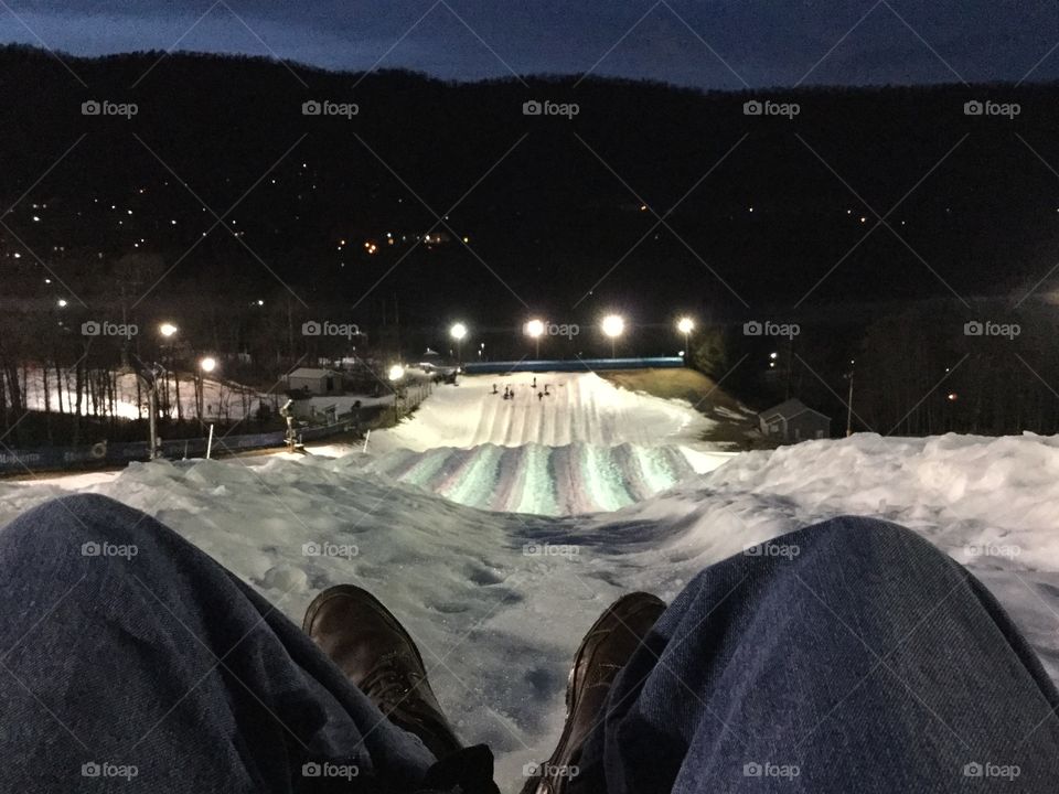 Snow Tubing at Night