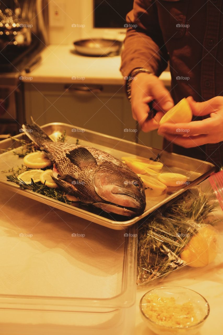 Chef Preparing Fish For The Wood Fired Grill 