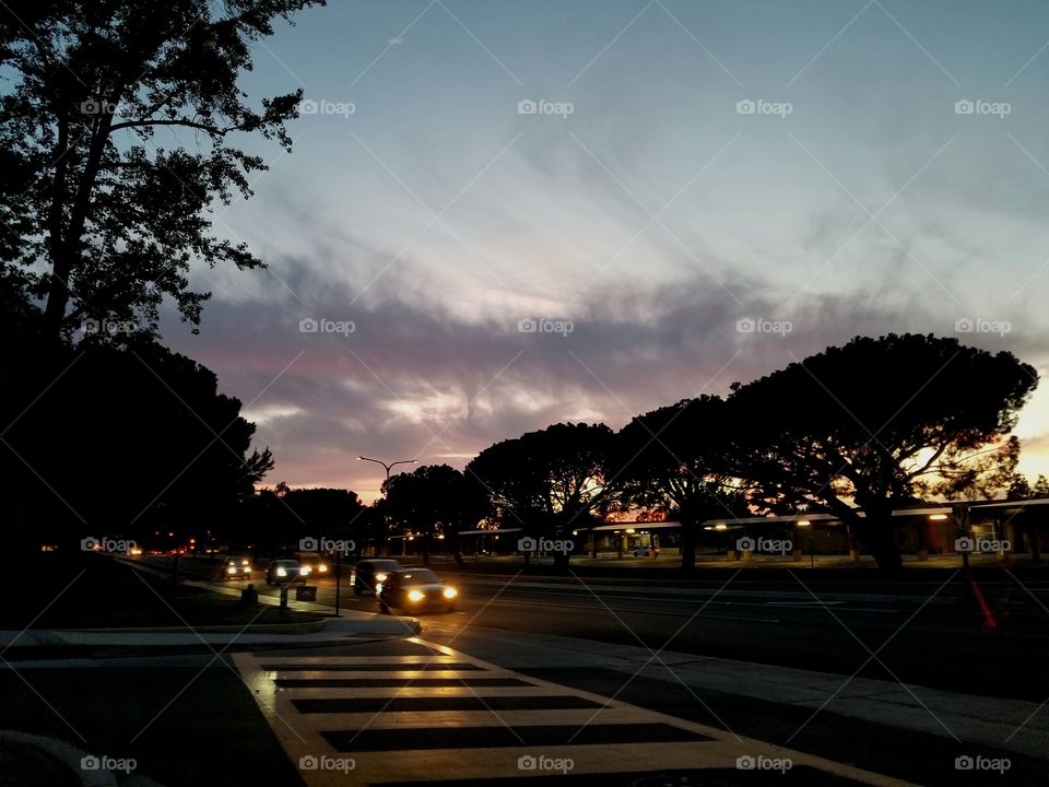 Suburban street at night