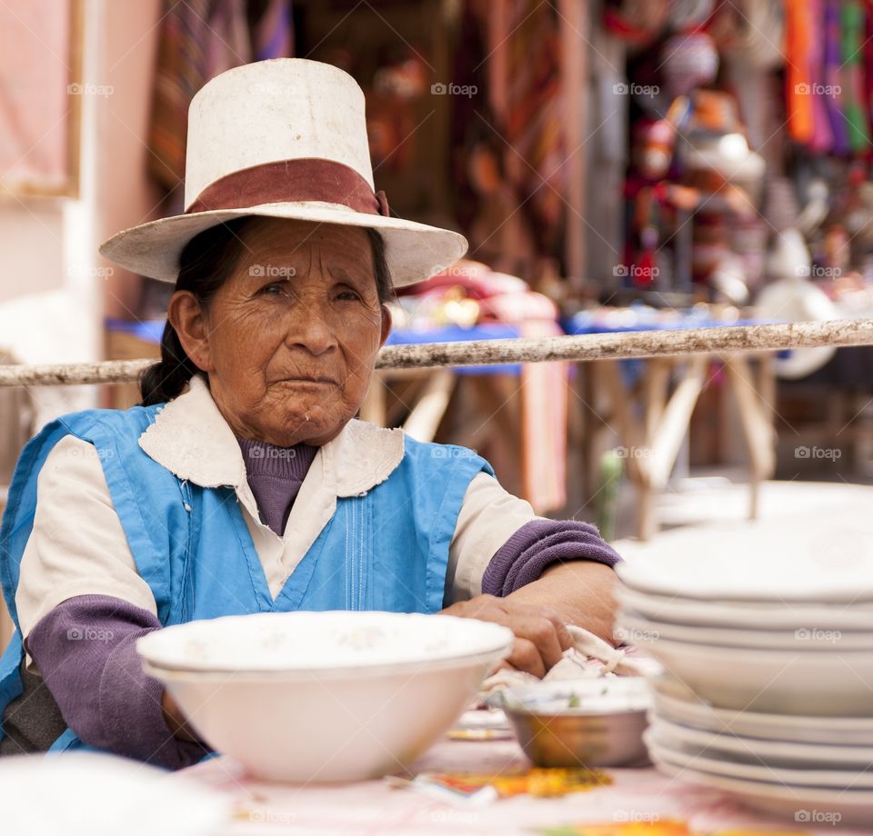 Old lady in a traditional market