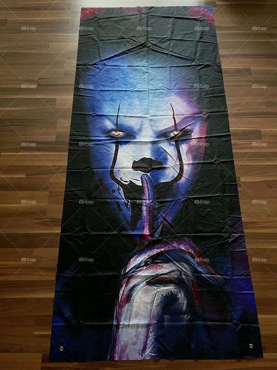 Stephen King’s It door cover, spooky Halloween decorations, decorating for Halloween, It inspired door cover, door cover for Halloween time, spooky decorations