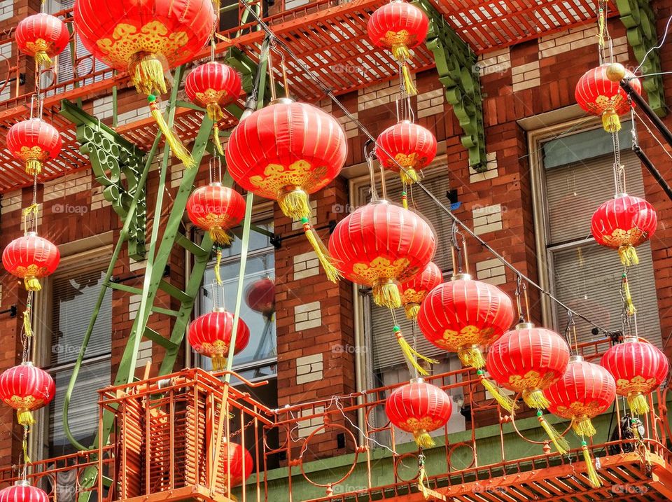 Festive Red Paper Lanterns For Chinese New Year