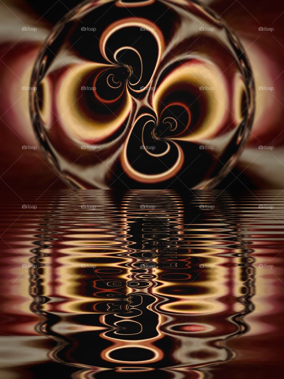 palm plant mirrored and rippled