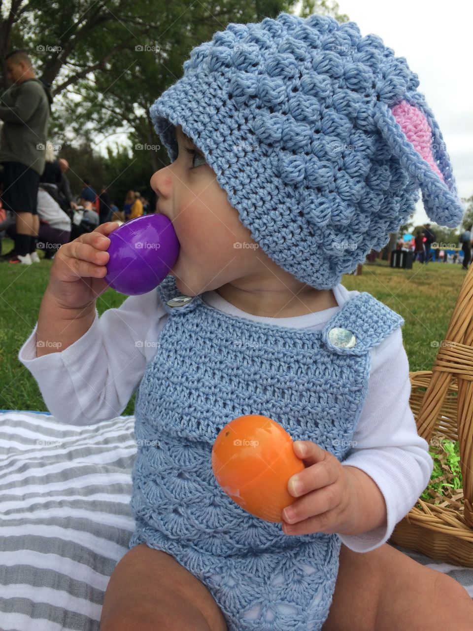 Baby’s first Easter with eggs