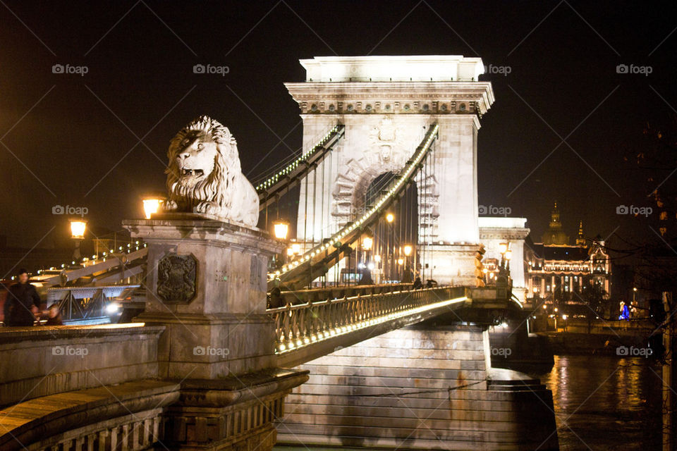 Chain Bridge at night