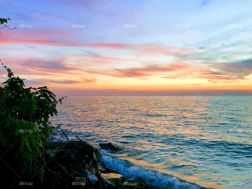 Beautiful sunset, North shore, Mentor, Ohio, USA