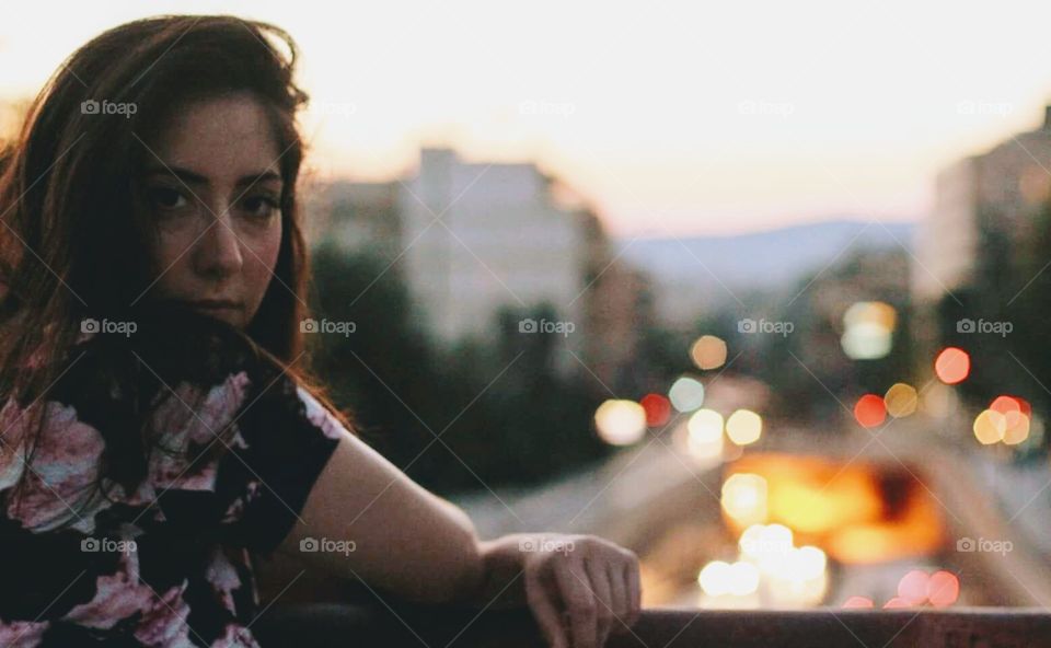 A girl and city lights
