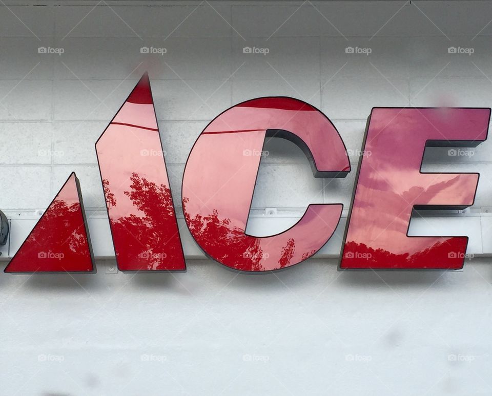 ACE red letters sign