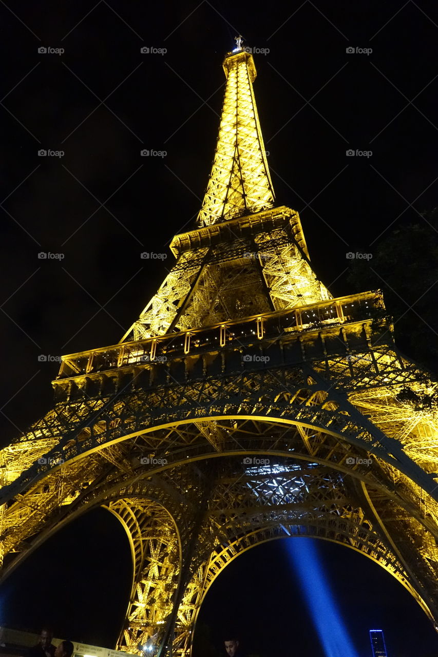 Looking up at the Eiffel Tower 