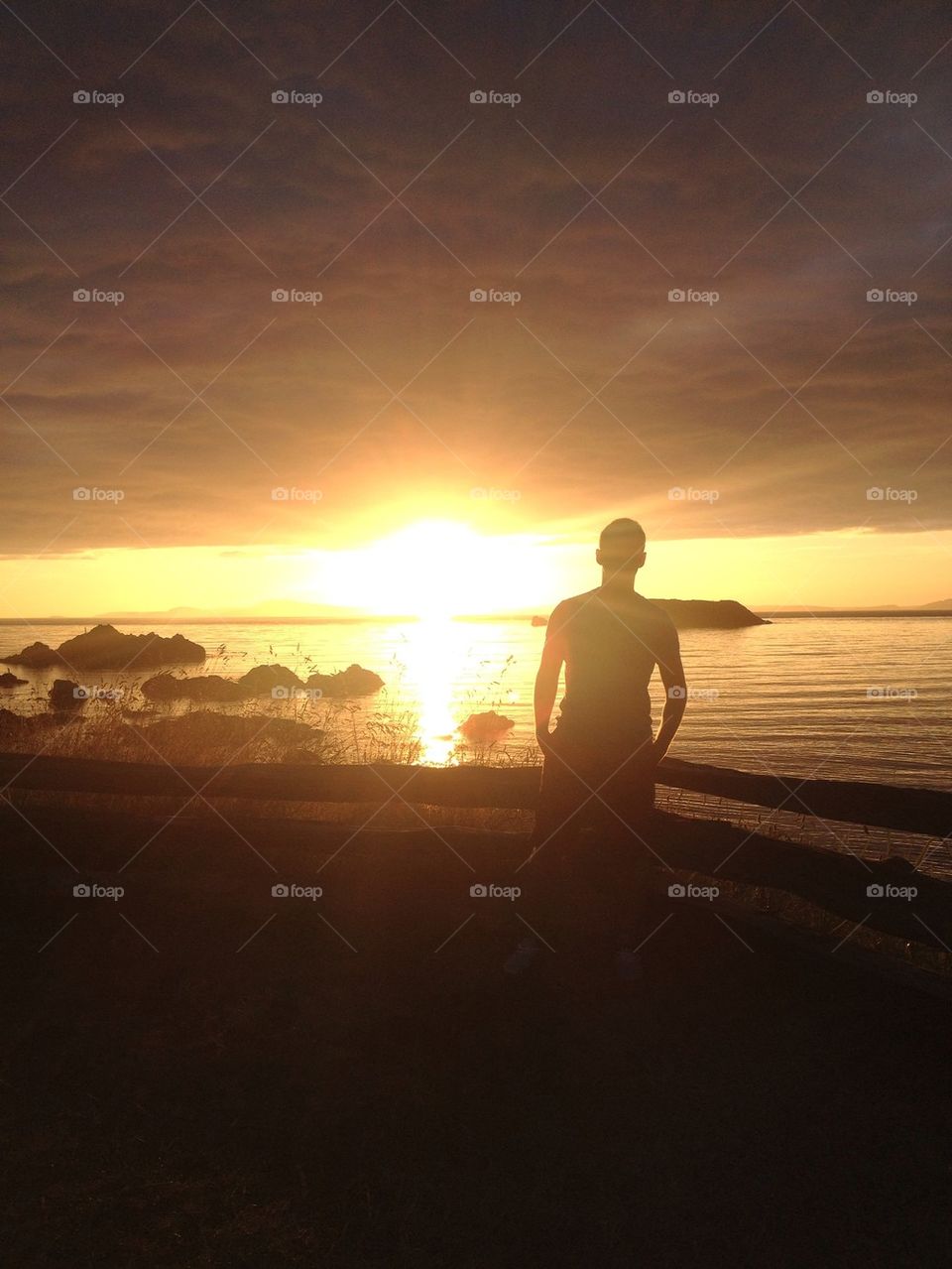 Sunset, shadow, guy,