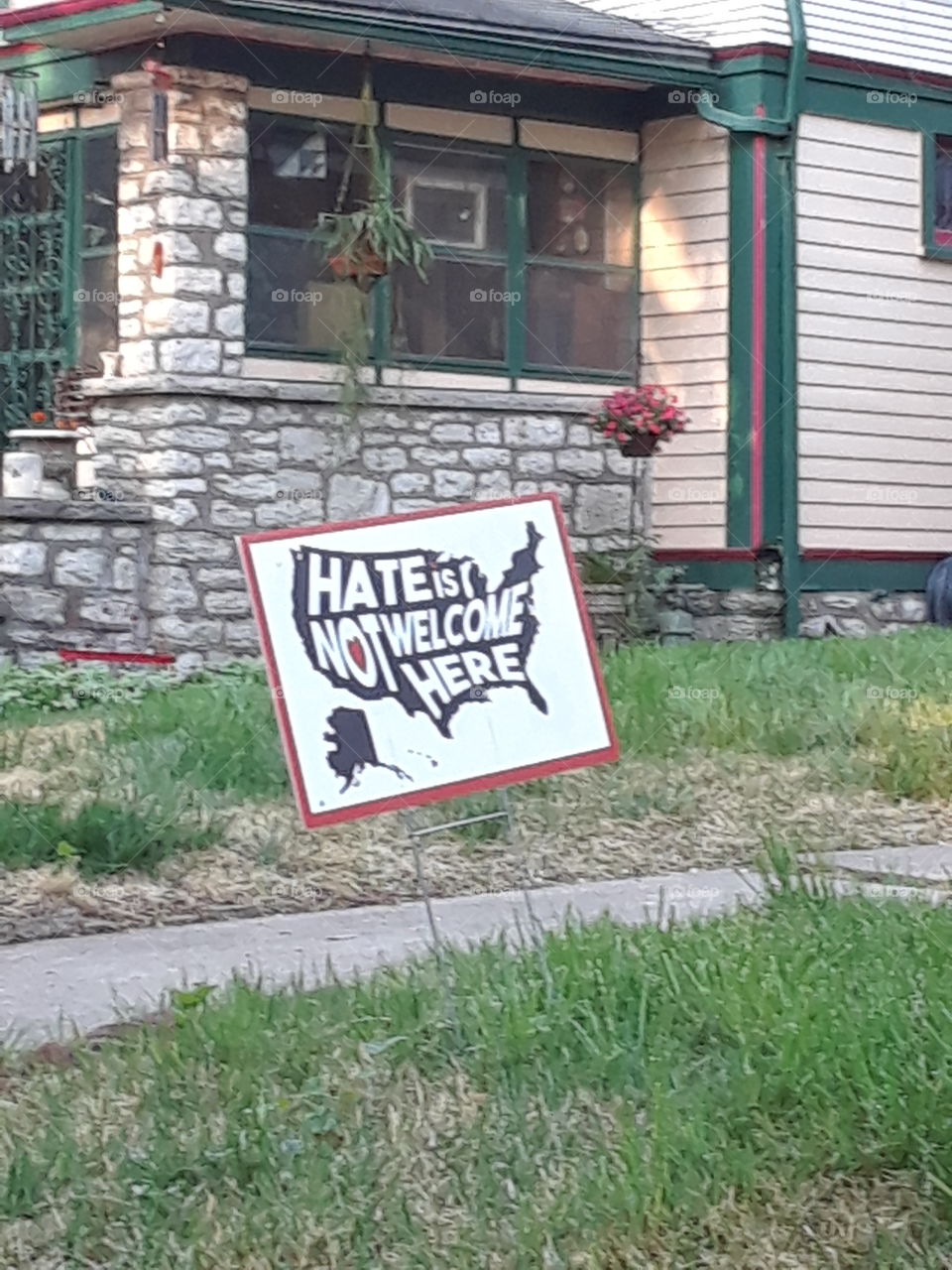 Hate Is Not Welcome Here front yard sign