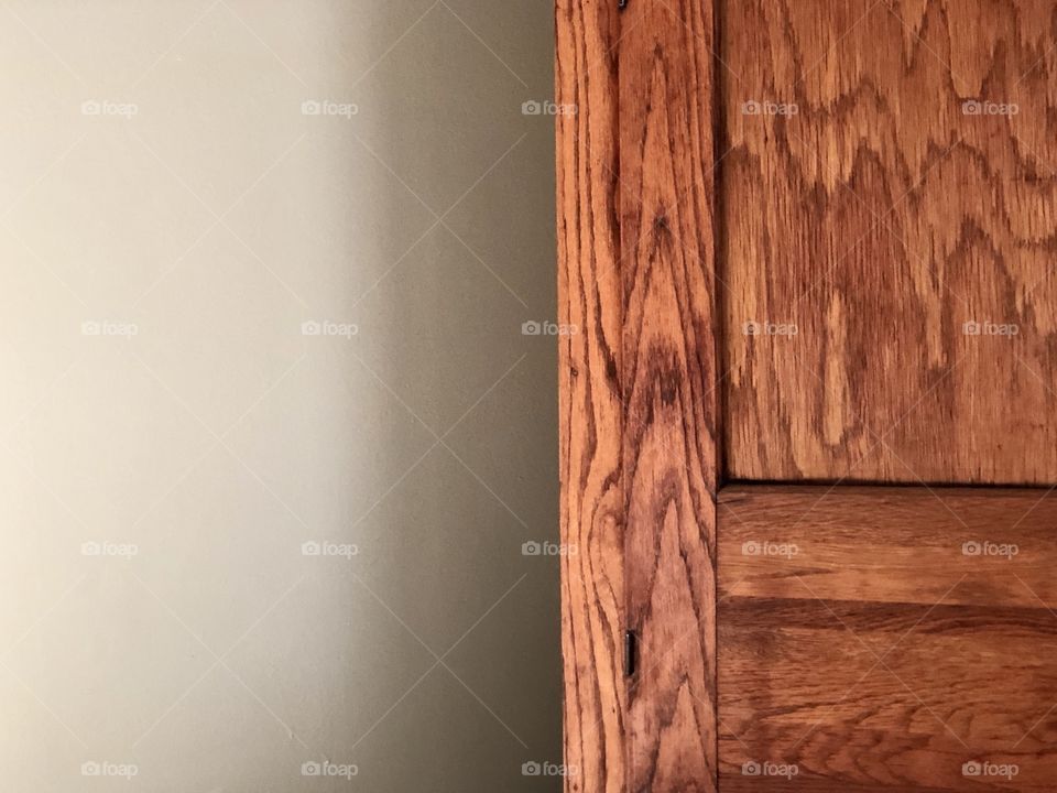 Closeup of antique wooden wardrobe 