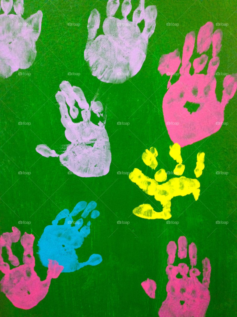 Finger paint. Child Hand prints