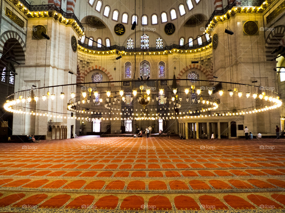 inside the blue mosque in Istanbul